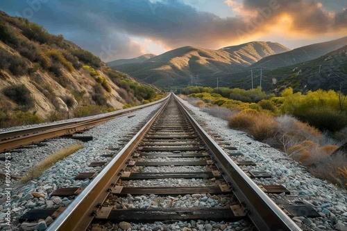 railway in autumn - Created with Generative AI Technology. Beautiful simple AI generated image in 4K, unique.