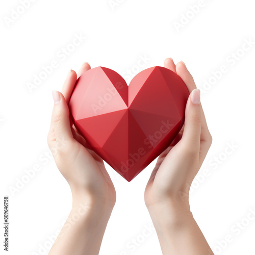 Hand Holding Paper Heart isolated on transparent background