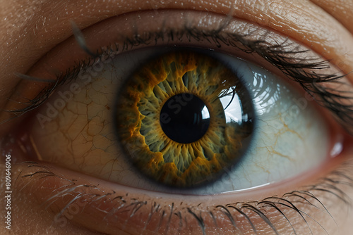 a close up of a woman's eye with a brown eye and a green background Insight into a Healthy Retina