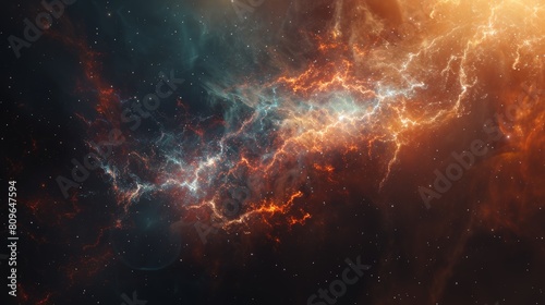 A breathtaking 4K photo of a nebula, capturing its ethereal beauty and vastness against a clean background. © venusvi