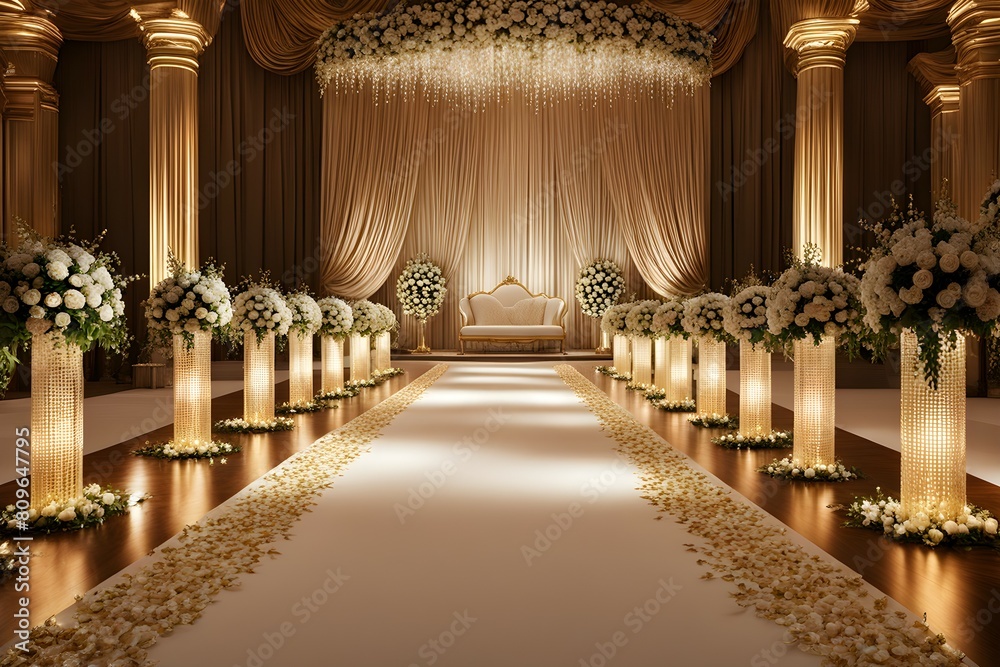 Wedding event curtain background with elegant decoration
