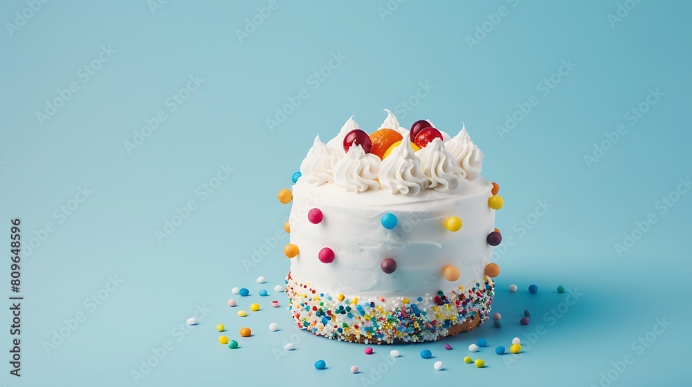 Birthday cake isolated on a blue background