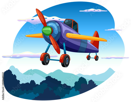 Vector illustration of a vibrant airplane in flight