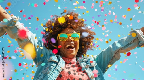 A Woman Celebrating With Confetti