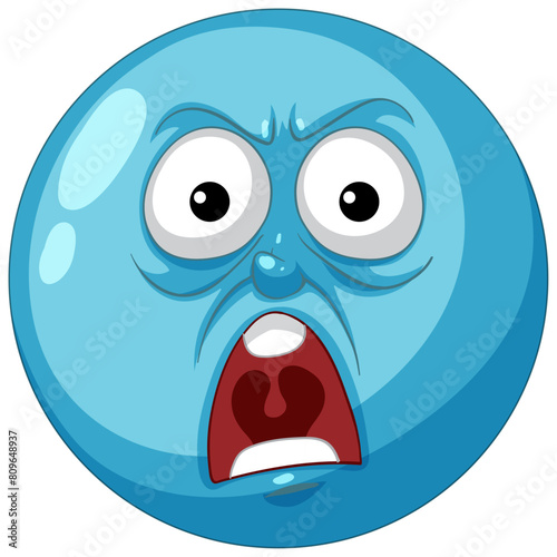 Blue cartoon face showing a shocked expression