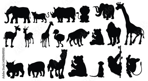 Collection of diverse animal silhouettes in black