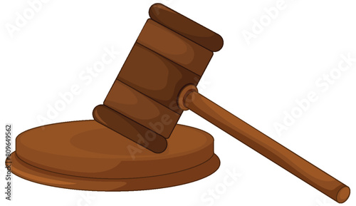 Brown wooden gavel on a round base