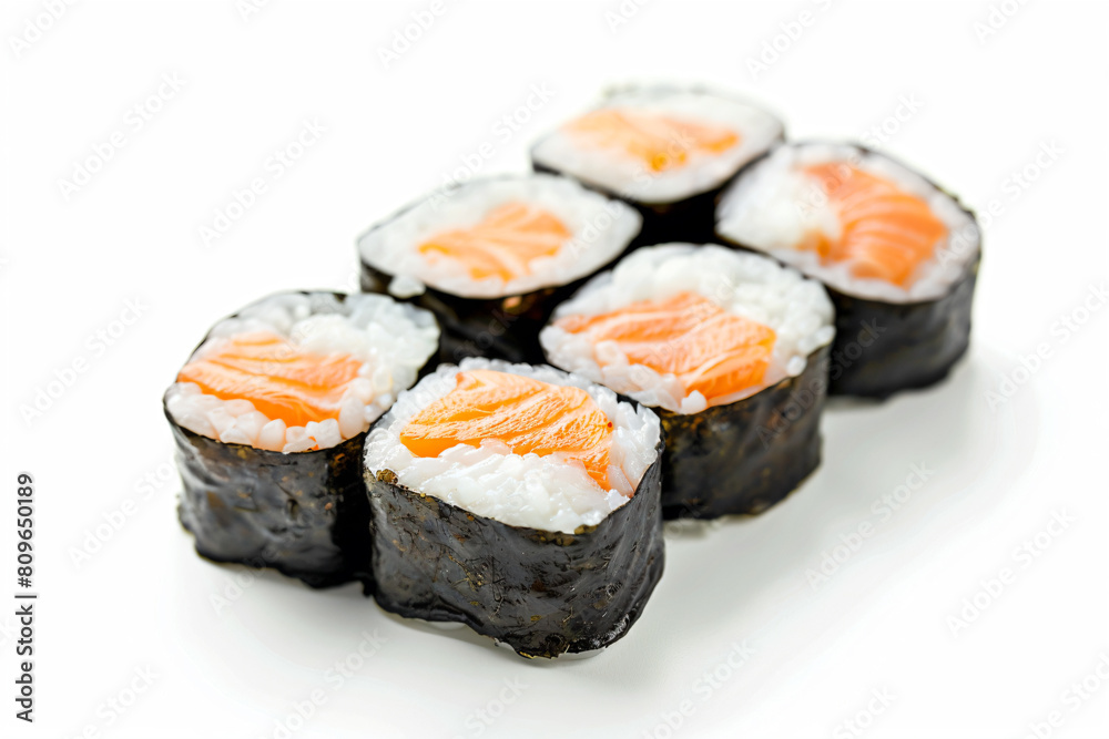 a pile of sushi on a white surface a pile of sushi on a white surface