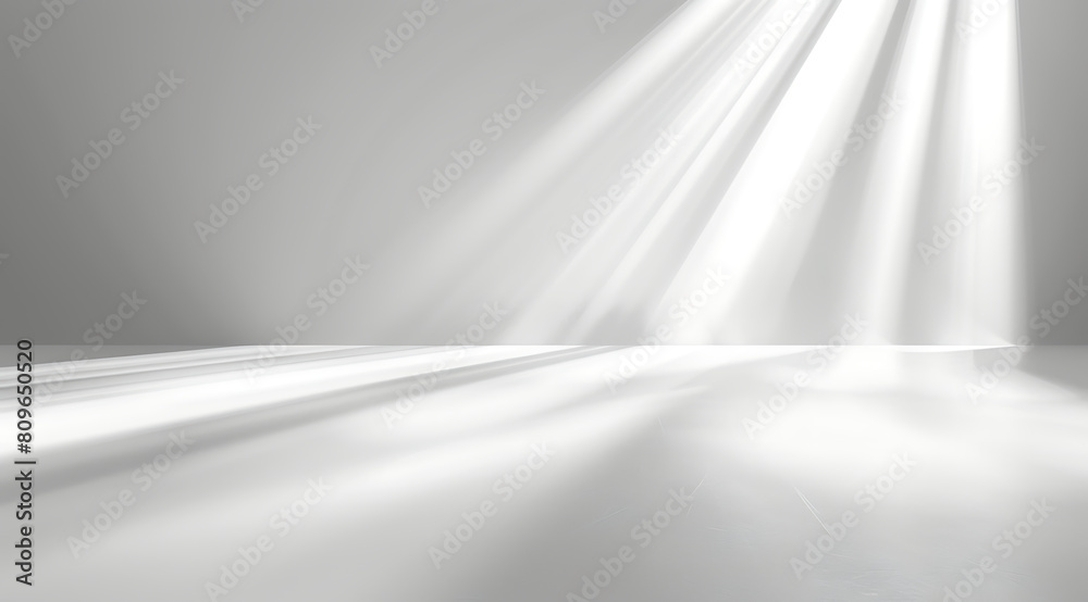 white empty room background with light rays, soft and smooth gradient light, bright, minimalist style, simple design