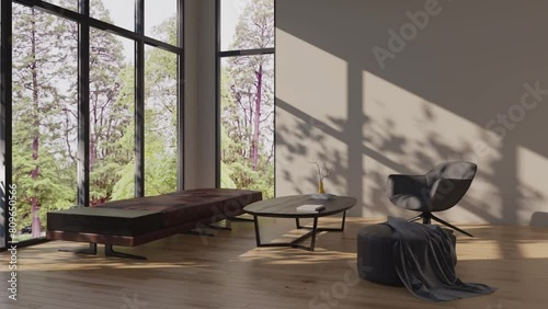 3d video rendering footage contemporary interior design of the living room. Stylish interior of the living room