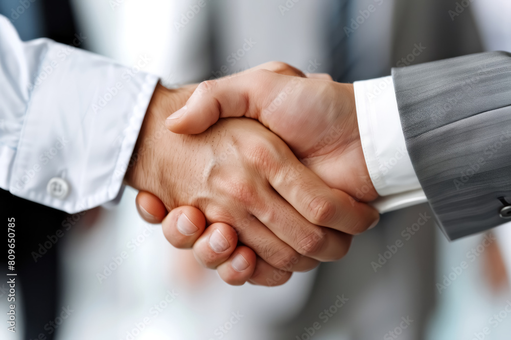close-up of a professional handshake in a corporate setting symbolizing agreement and success