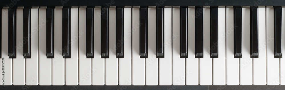 Piano keys seen from above. Piano keys seen from above.