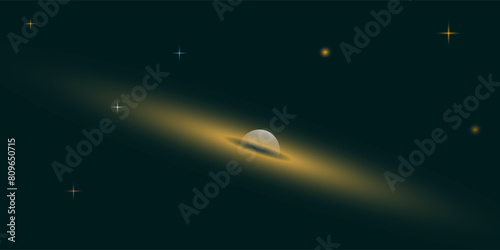 Fantastic vector background, dark space, planets, galaxies and stars