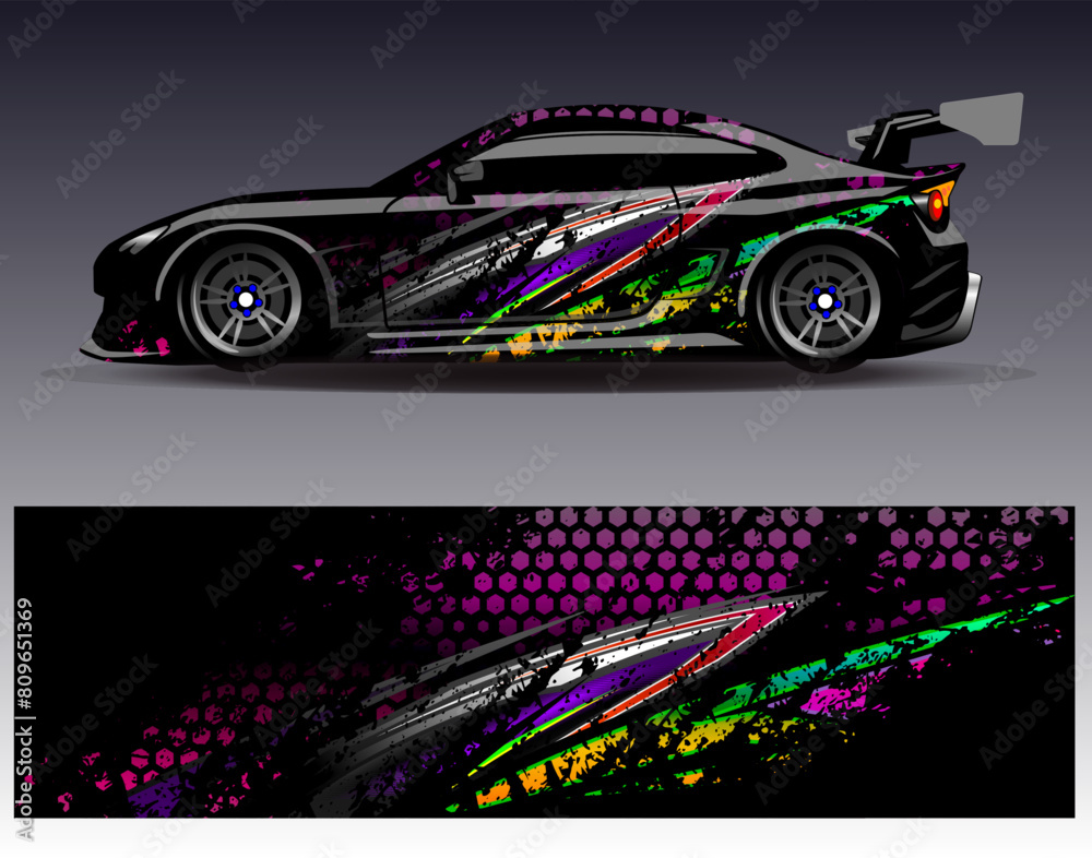 Car wrap design vector.Graphic abstract stripe racing background designs for vehicle, rally, race, adventure and car racing livery Car wrap design vector.Graphic abstract stripe racing background designs for vehicle, rally, race, adventure and car racing livery
