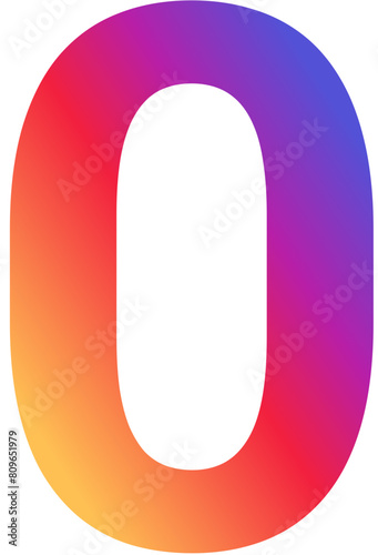  Instagram Gradient Digit Zero Number Zero - 0 Bold and Rounded Number for Instagram Posts