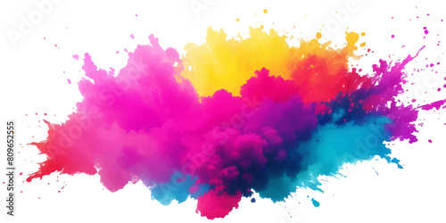 Multicolor powder explosion on White background. Colored cloud. Colorful dust explode. Paint Holi. colorful rainbow Holi paint color powder explosion with bright colors isolated white background