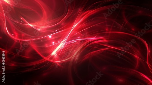 red abstract background with blurred magic neon light curved lines