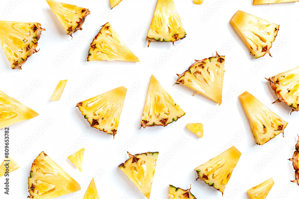 Naklejka premium a white surface with a lot of pineapple slices