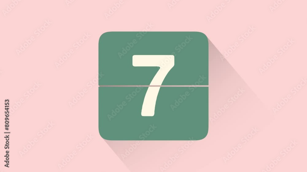 10 Second Flat Design Flip Clock Countdown Pastel Pink Background
