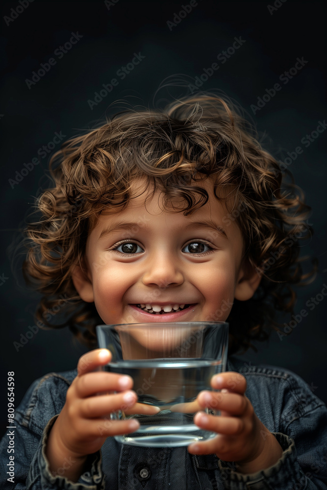 Portrait of indian boy child toddler stand and hold glass of water Portrait of indian boy child toddler stand and hold glass of water