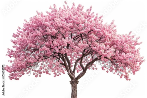 Japanese cherry blossom tree photo on white isolated background
