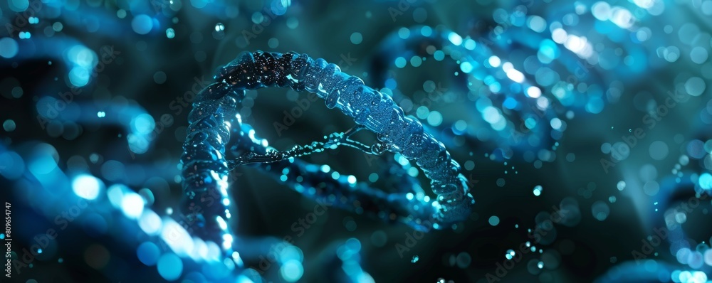 Close-up Blue Spiral of Genetics Close-up Blue Spiral of Genetics