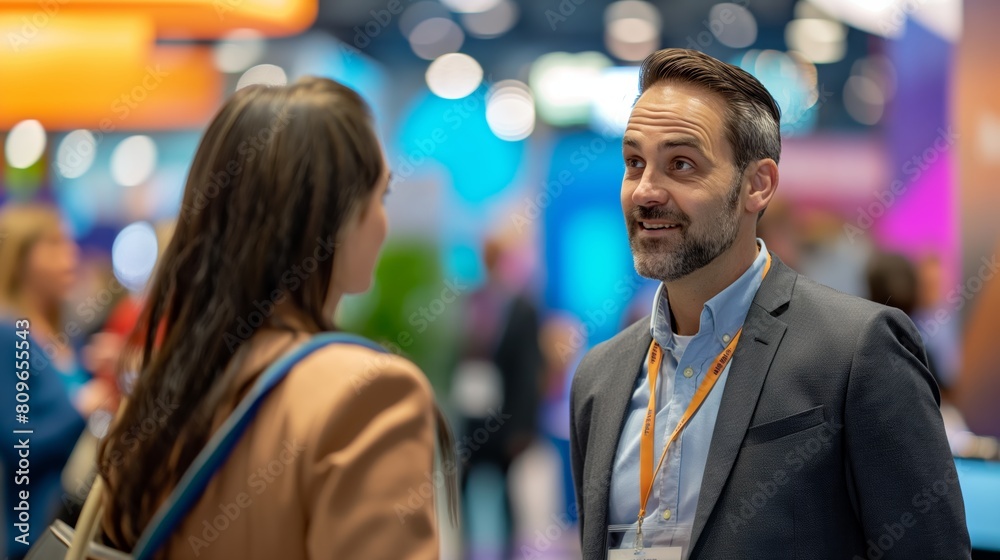 Fototapeta premium Job Candidate Engaging with Recruiter at Career Expo
