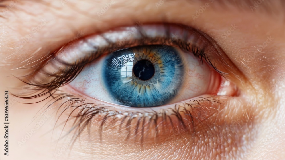 Close-up of human eye with blue pupil. Close-up of human eye with blue pupil.