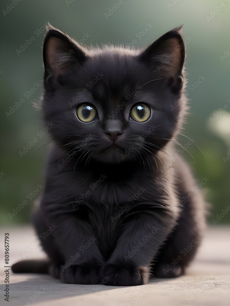 Cute Black Cat Animal Illustration Art