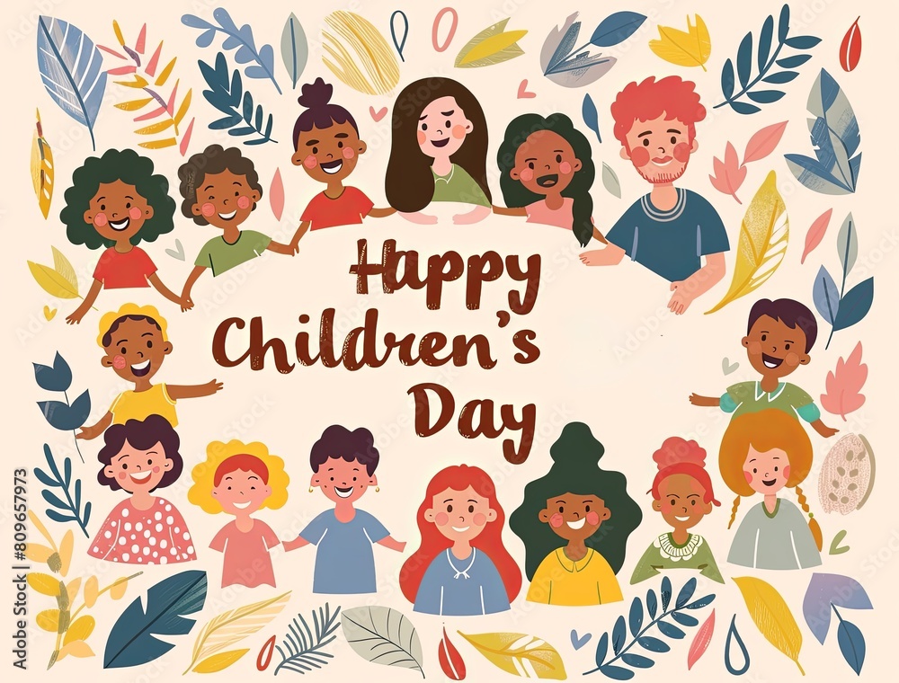 Obraz premium Happy childrens day abstract illustration
