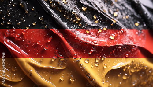 close up of Germany flag with drops