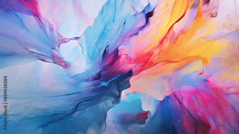 Ethereal Blend of Vivid Colors in a Mesmerizing Abstract Art Display. Generative AI