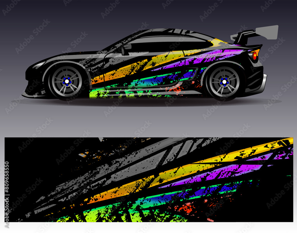 Car wrap design vector.Graphic abstract stripe racing background designs for vehicle, rally, race, adventure and car racing livery Car wrap design vector.Graphic abstract stripe racing background designs for vehicle, rally, race, adventure and car racing livery