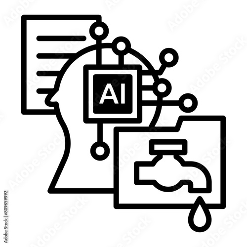 An icon that shows AI learning information received from users and outputting it as an answer to a third party.