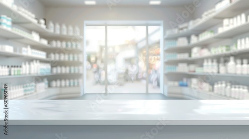 Empty Pharmacy Shelves Ready for Product Display Generative AI