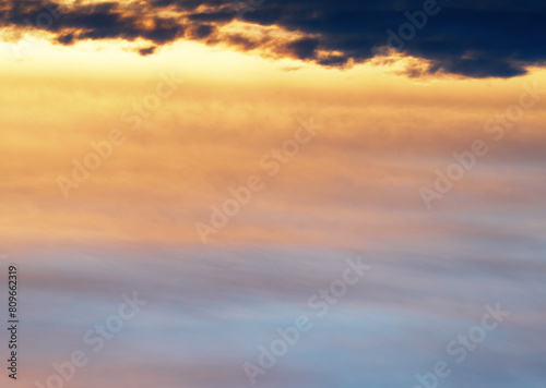 Dramatic sunset top aligned cloudscape background