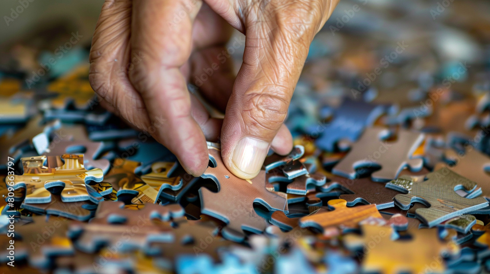 hand holding a piece of puzzle hand holding a piece of puzzle