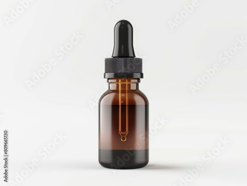 Oil dropper bottle mockup isolated on white background, featuring a sleek, modern design perfect for essential oils