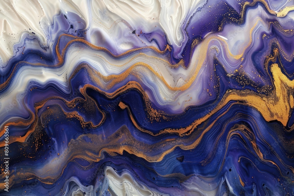 Obraz premium Abstract marble marbled ink painted painting texture luxury background banner - Black gray swirls gold painted splashes. Beautiful simple AI generated image in 4K, unique.