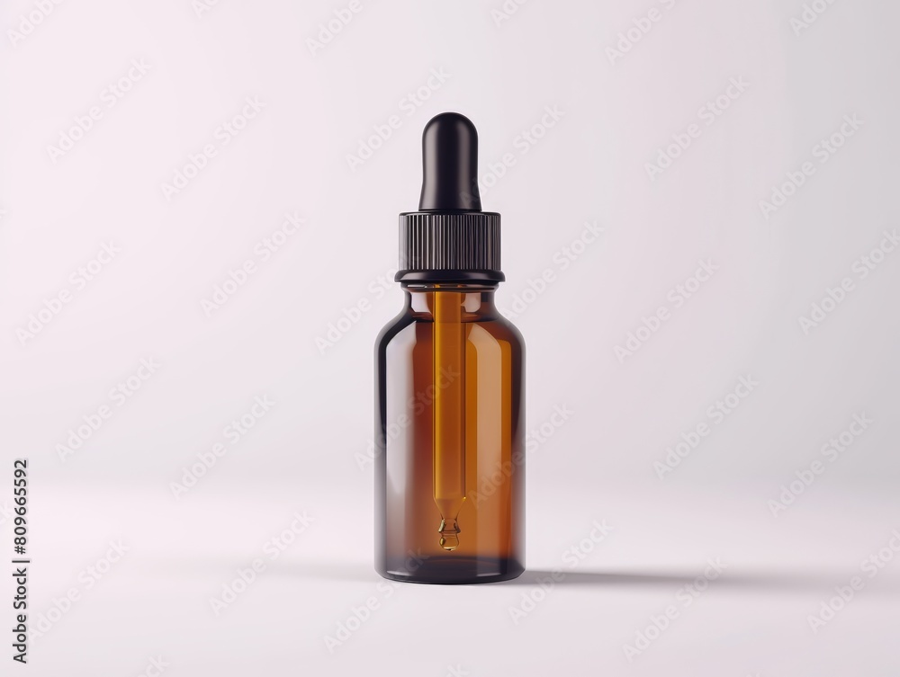 Vintagestyle oil dropper bottle isolated on a clean white backdrop, suitable for boutique apothecary lines