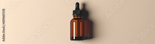 Vintage amber dropper bottle isolated, featuring classic design with modern twist, suitable for apothecary products photo