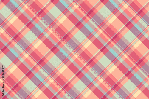 Check texture vector of background plaid textile with a pattern fabric tartan seamless.