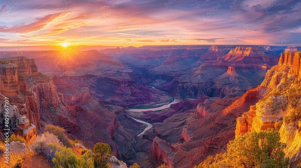 The Grand Canyon is a steep-sided canyon carved by the Colorado River in Arizona