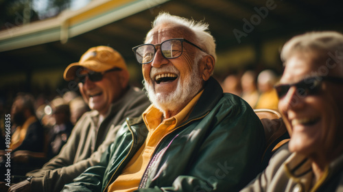 Joyful Retired Men Enjoying a Football Game Together on a Sunny Day