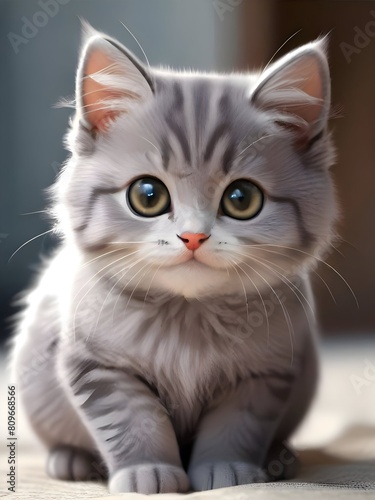 Cute Grey Cat Animal Illustration Art