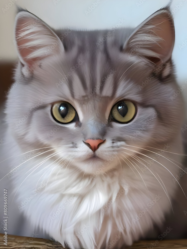 Cute Grey Cat Animal Illustration Art