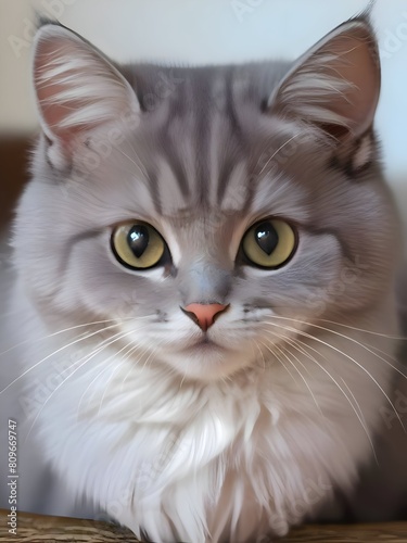 Cute Grey Cat Animal Illustration Art