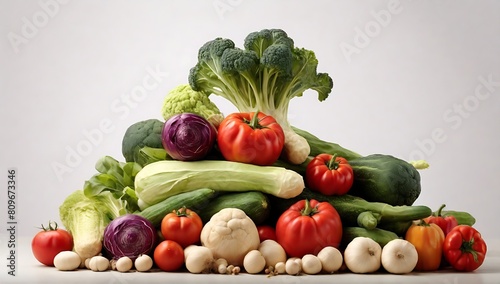 pile of vegetables isolated on gray background.
