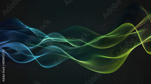 Abstract waves of colorful particles flowing gracefully on a dark background, symbolizing technology and data flow