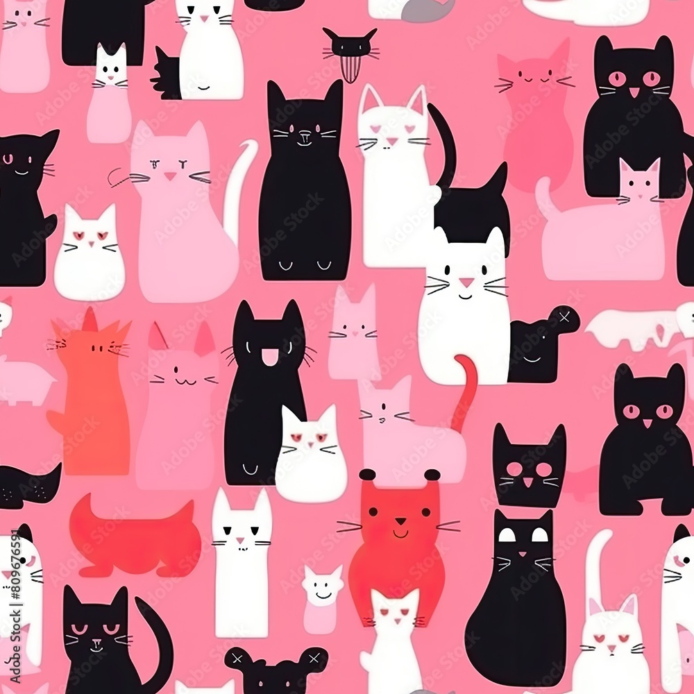 Cute cats seamless pattern, texture, background. Cute cats seamless pattern, texture, background.